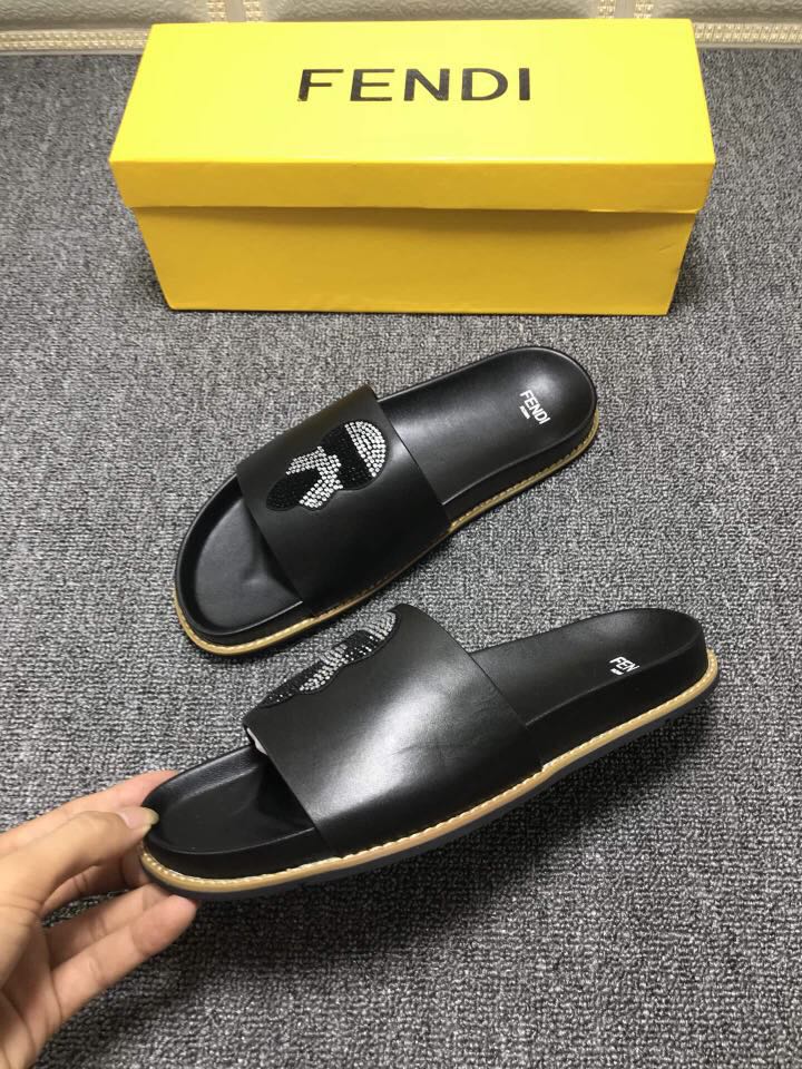 High Quality Fendi black slide sandal with Karl Lagerfeld GO_FD004