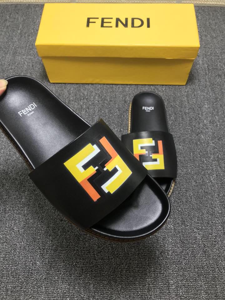 High Quality Fendi black slide sandal with FF design GO_FD012