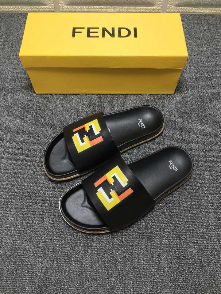 High Quality Fendi black slide sandal with FF design GO_FD012