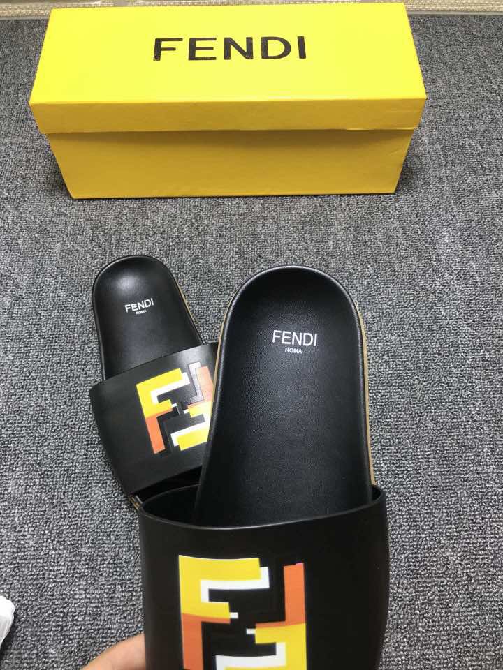 High Quality Fendi black slide sandal with FF design GO_FD012