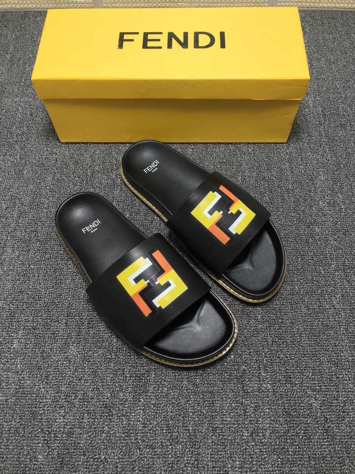 High Quality Fendi black slide sandal with FF design GO_FD012