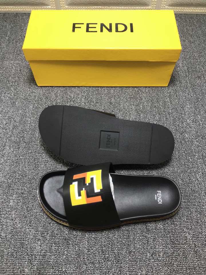 High Quality Fendi black slide sandal with FF design GO_FD012