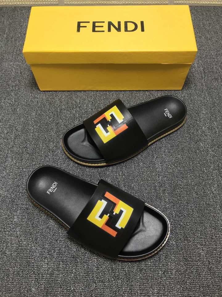 High Quality Fendi black slide sandal with FF design GO_FD012