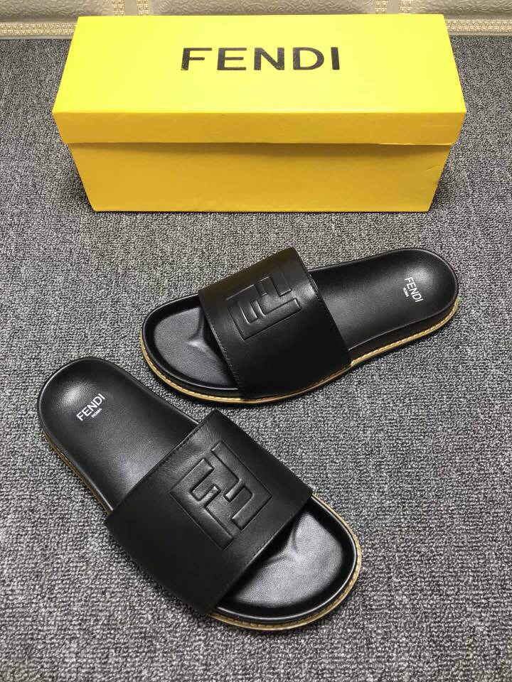 High Quality Fendi black slide sandal with FF design GO_FD003