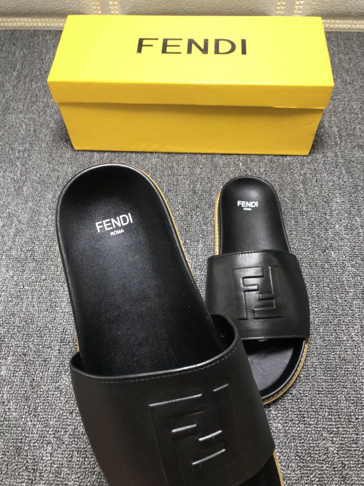 High Quality Fendi black slide sandal with FF design GO_FD003