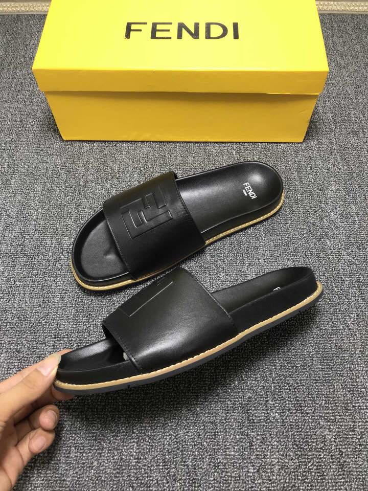 High Quality Fendi black slide sandal with FF design GO_FD003