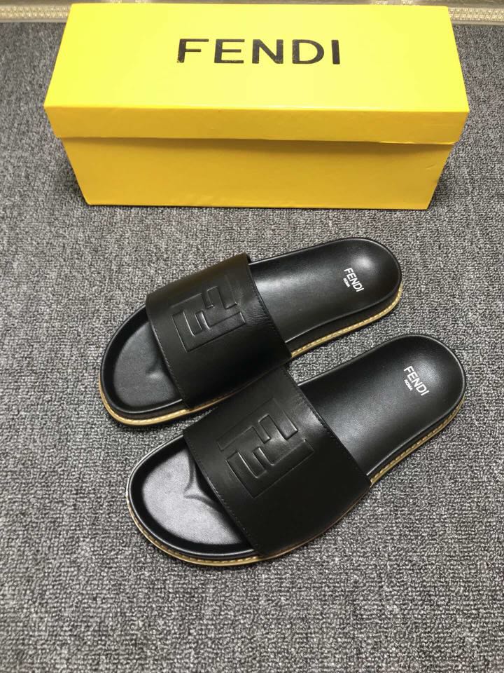 High Quality Fendi black slide sandal with FF design GO_FD003