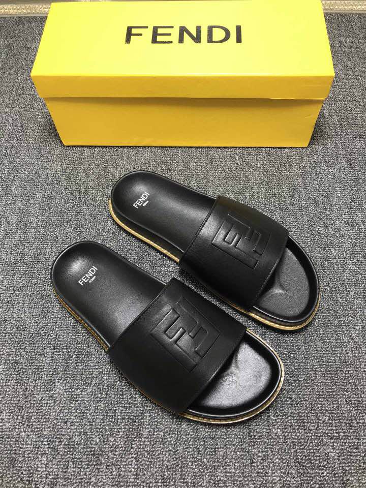 High Quality Fendi black slide sandal with FF design GO_FD003