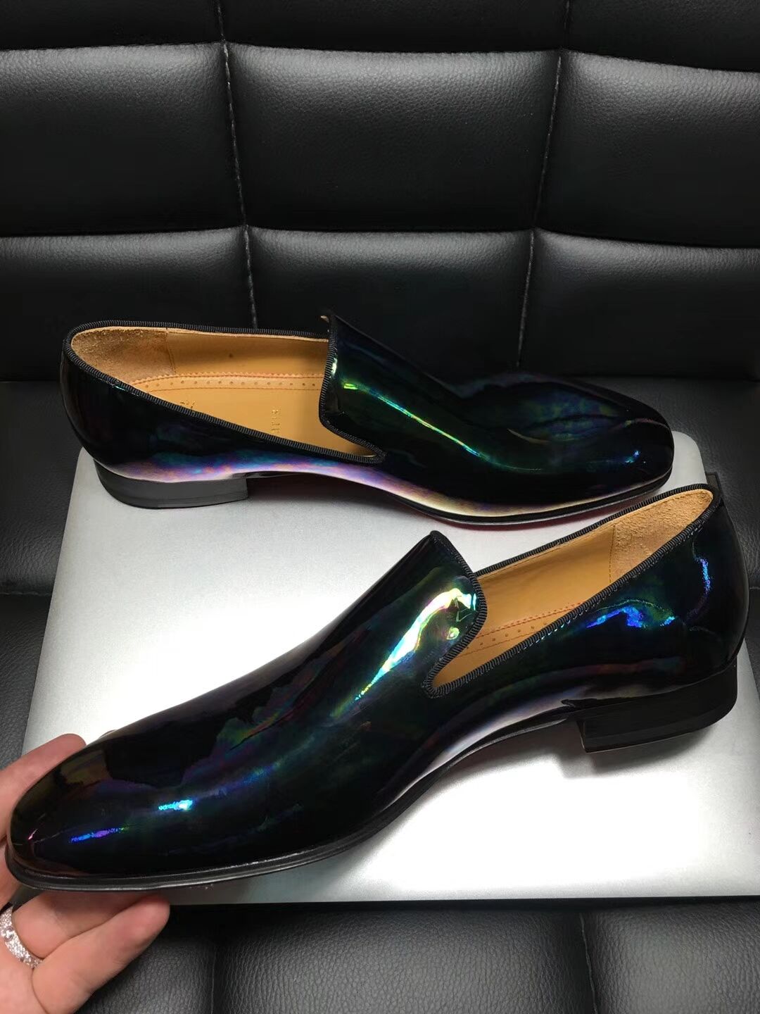 High Quality Christian Louboutin Flat Black Leather