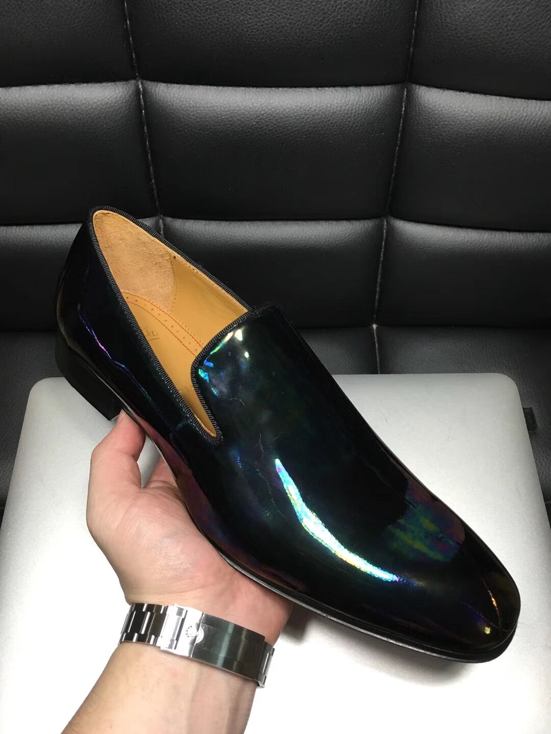 High Quality Christian Louboutin Flat Black Leather