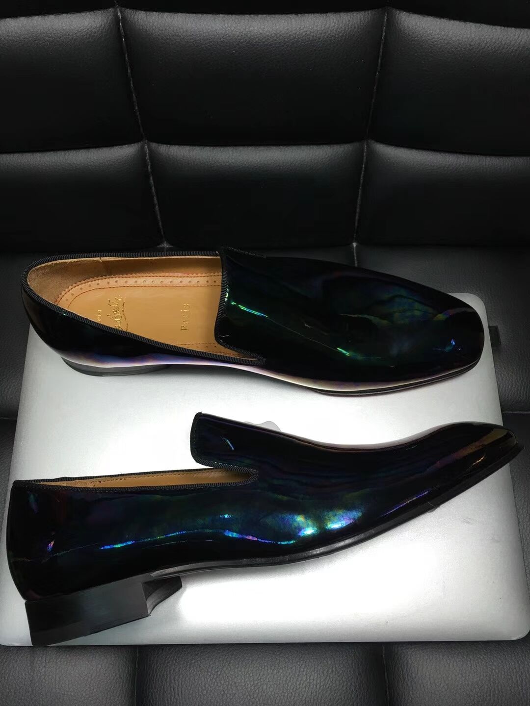 High Quality Christian Louboutin Flat Black Leather