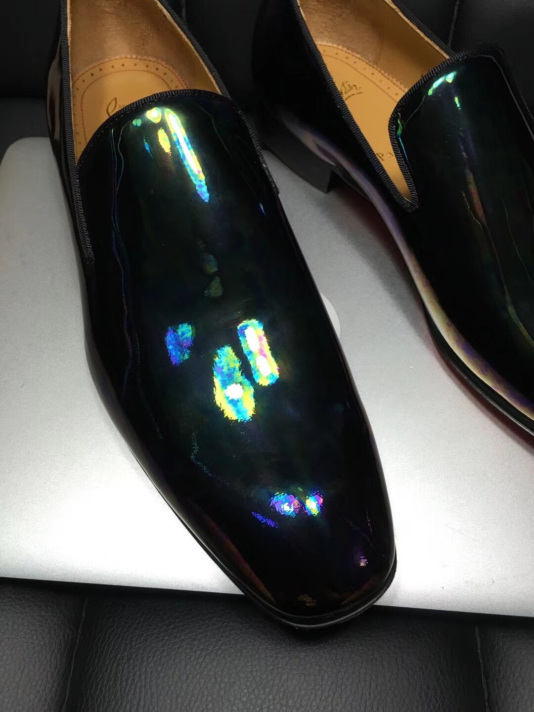 High Quality Christian Louboutin Flat Black Leather