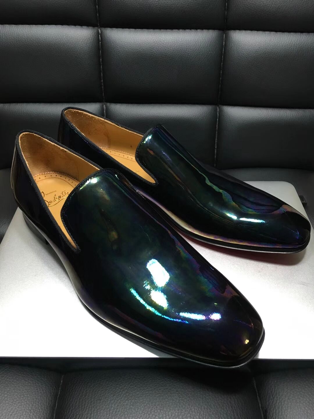 High Quality Christian Louboutin Flat Black Leather