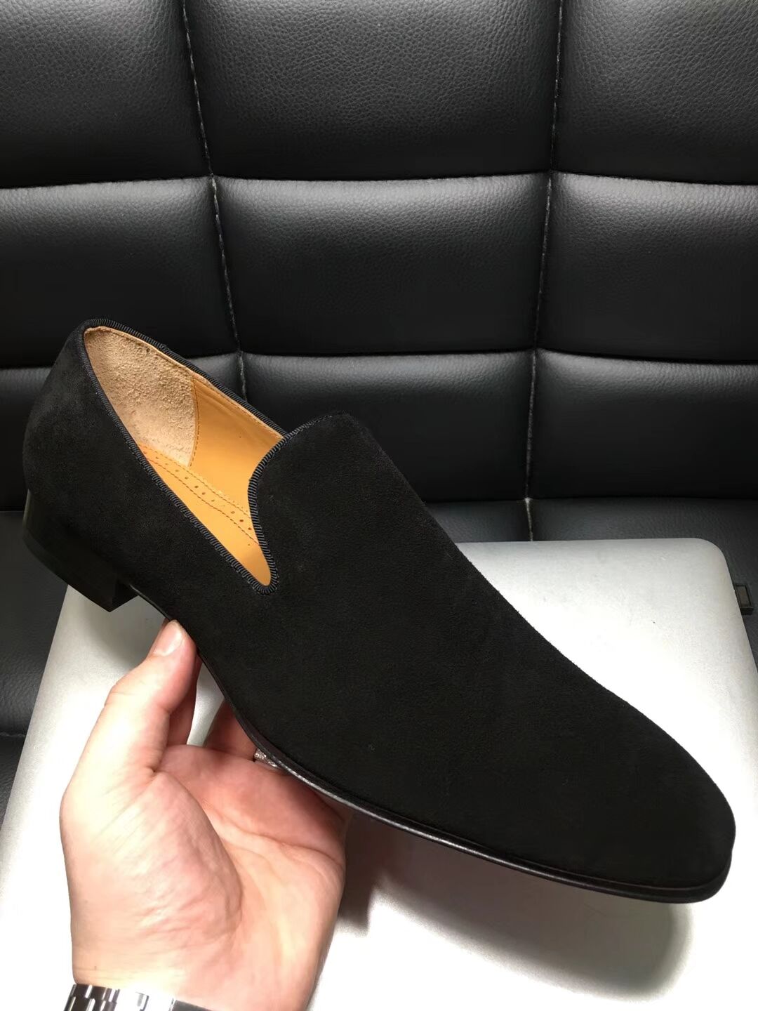 High Quality Christian Louboutin Flat Black Leather