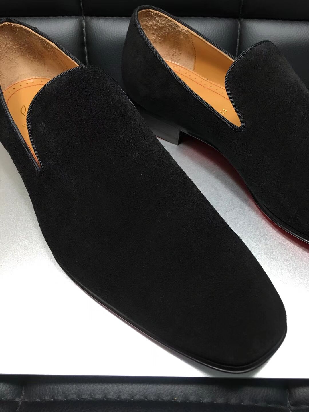 High Quality Christian Louboutin Flat Black Leather