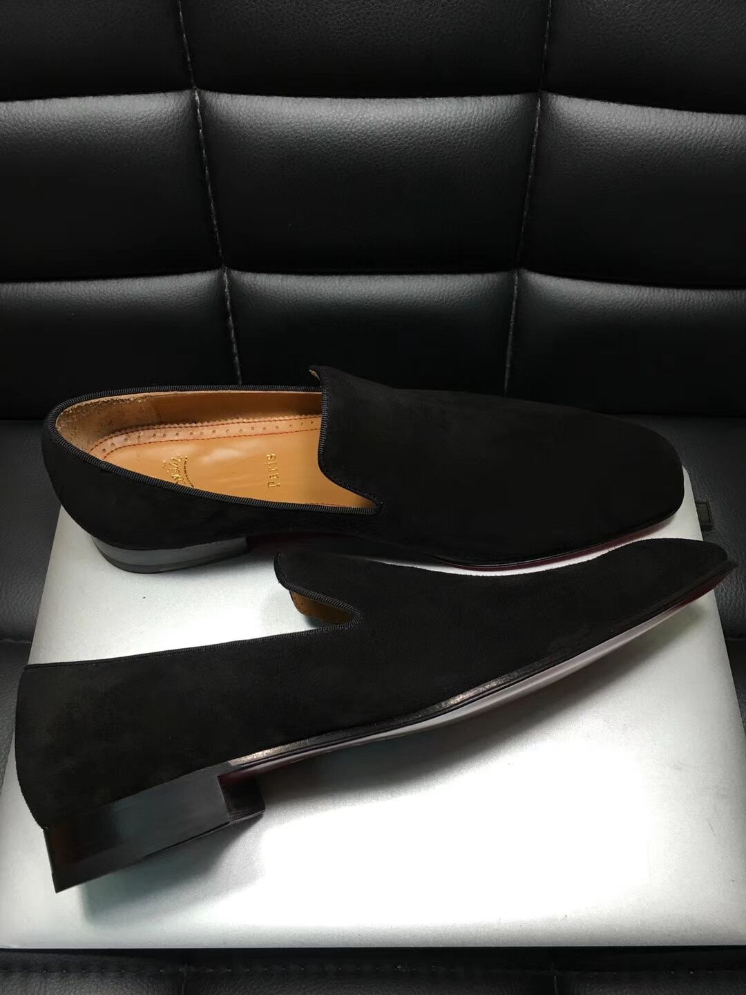 High Quality Christian Louboutin Flat Black Leather