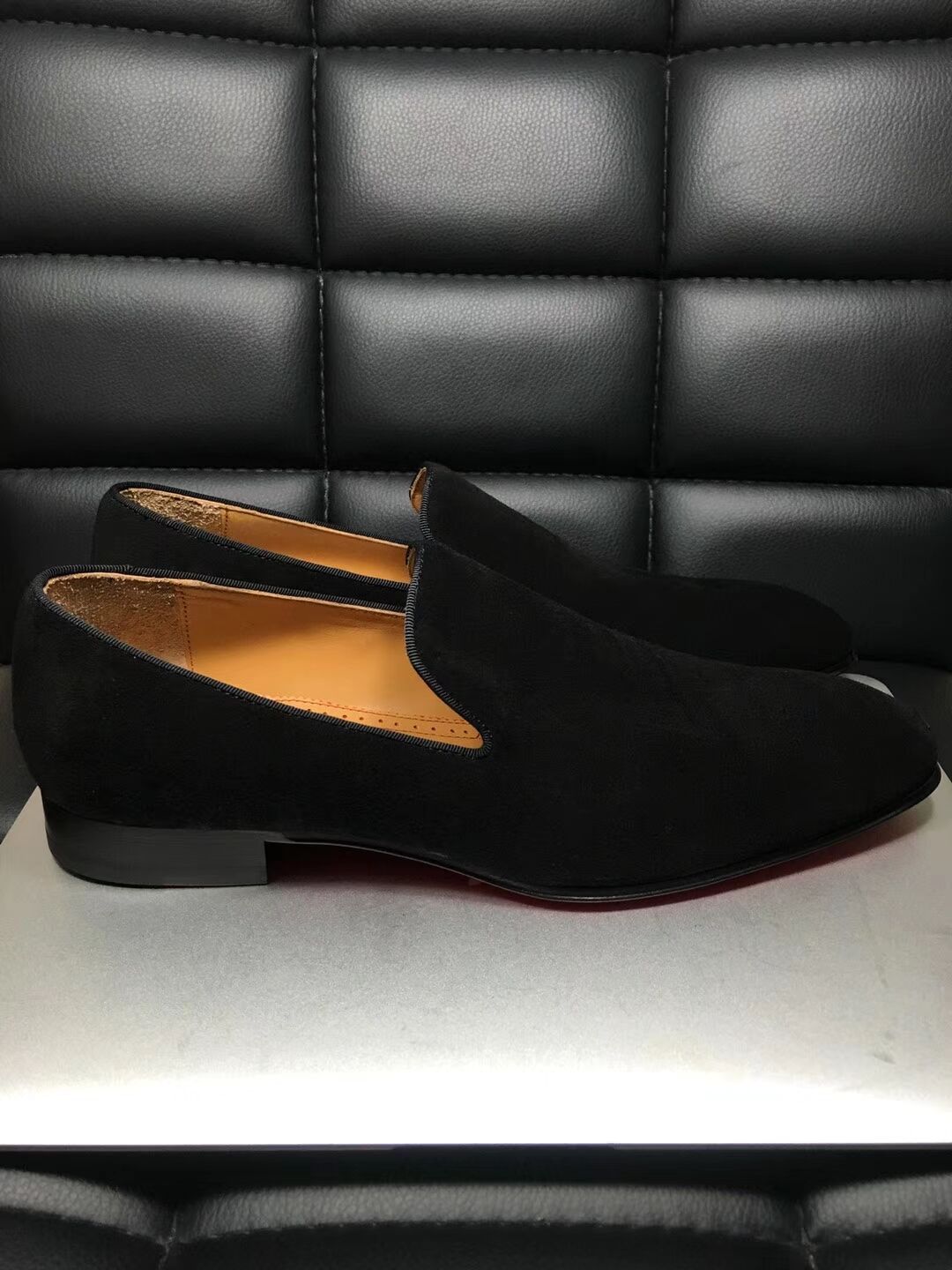 High Quality Christian Louboutin Flat Black Leather