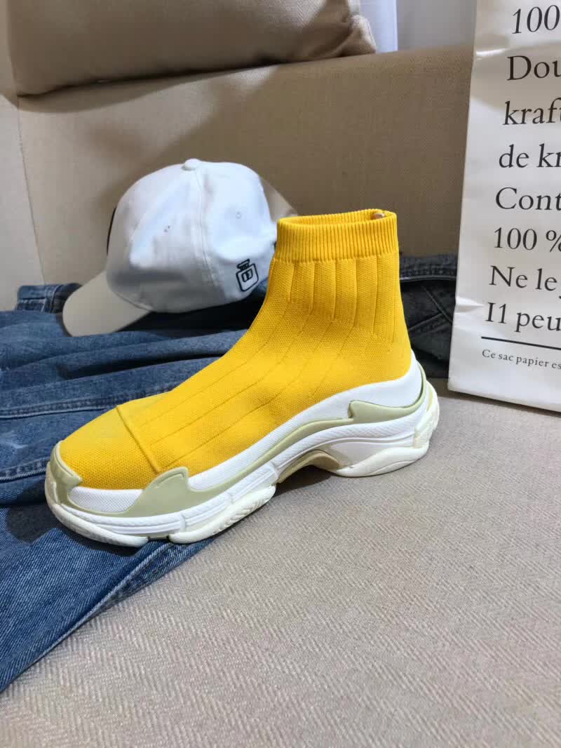 High Quality Balenciaga Custom Speed Trainer X Triple S Sneaker Yellow Triple010