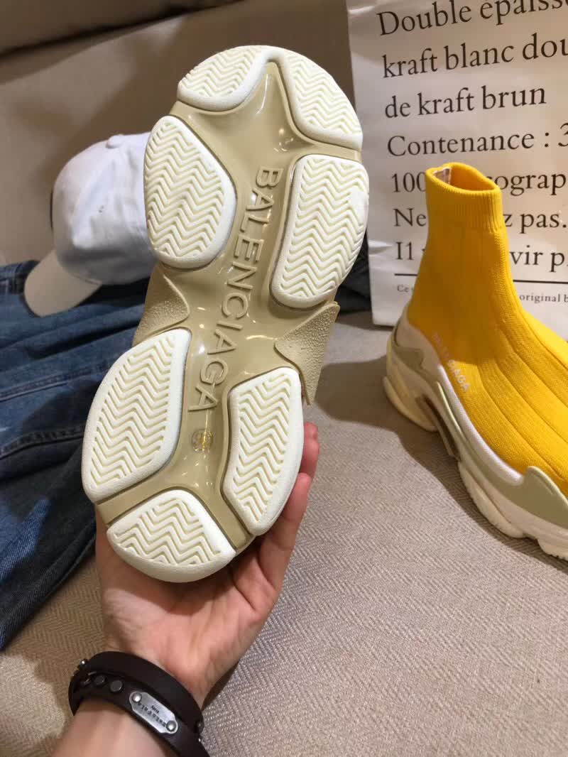 High Quality Balenciaga Custom Speed Trainer X Triple S Sneaker Yellow Triple010