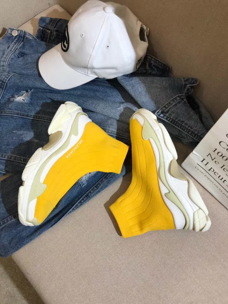 High Quality Balenciaga Custom Speed Trainer X Triple S Sneaker Yellow Triple010