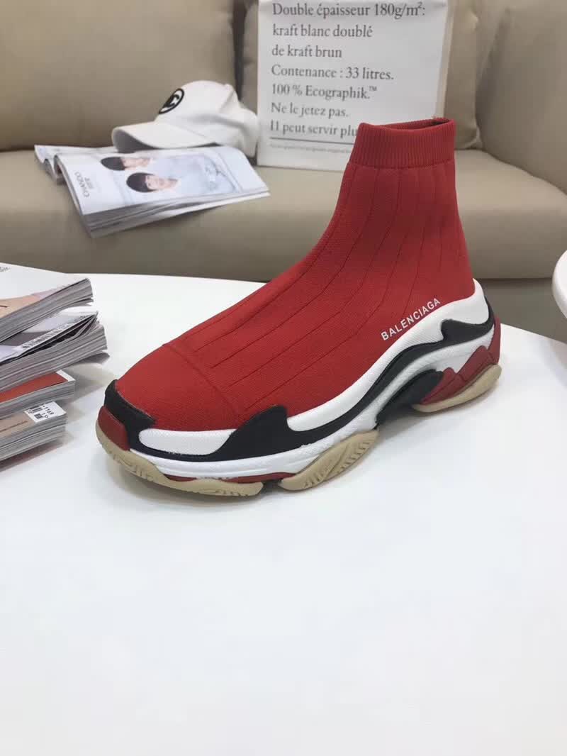 High Quality Balenciaga Custom Speed Trainer X Triple S Sneaker Red Triple007