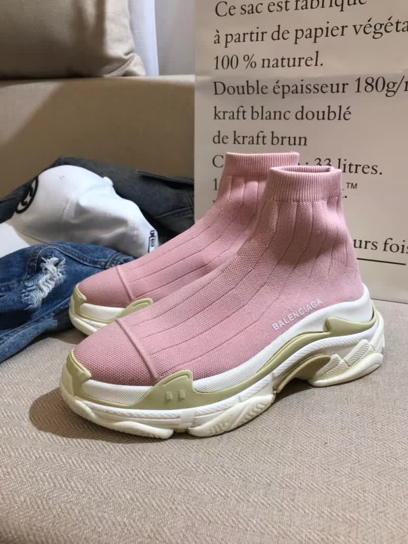 High Quality Balenciaga Custom Speed Trainer X Triple S Sneaker Pink Triple009