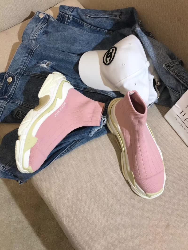 High Quality Balenciaga Custom Speed Trainer X Triple S Sneaker Pink Triple009