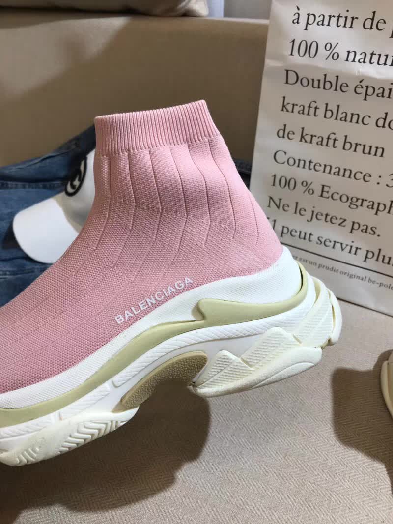 High Quality Balenciaga Custom Speed Trainer X Triple S Sneaker Pink Triple009