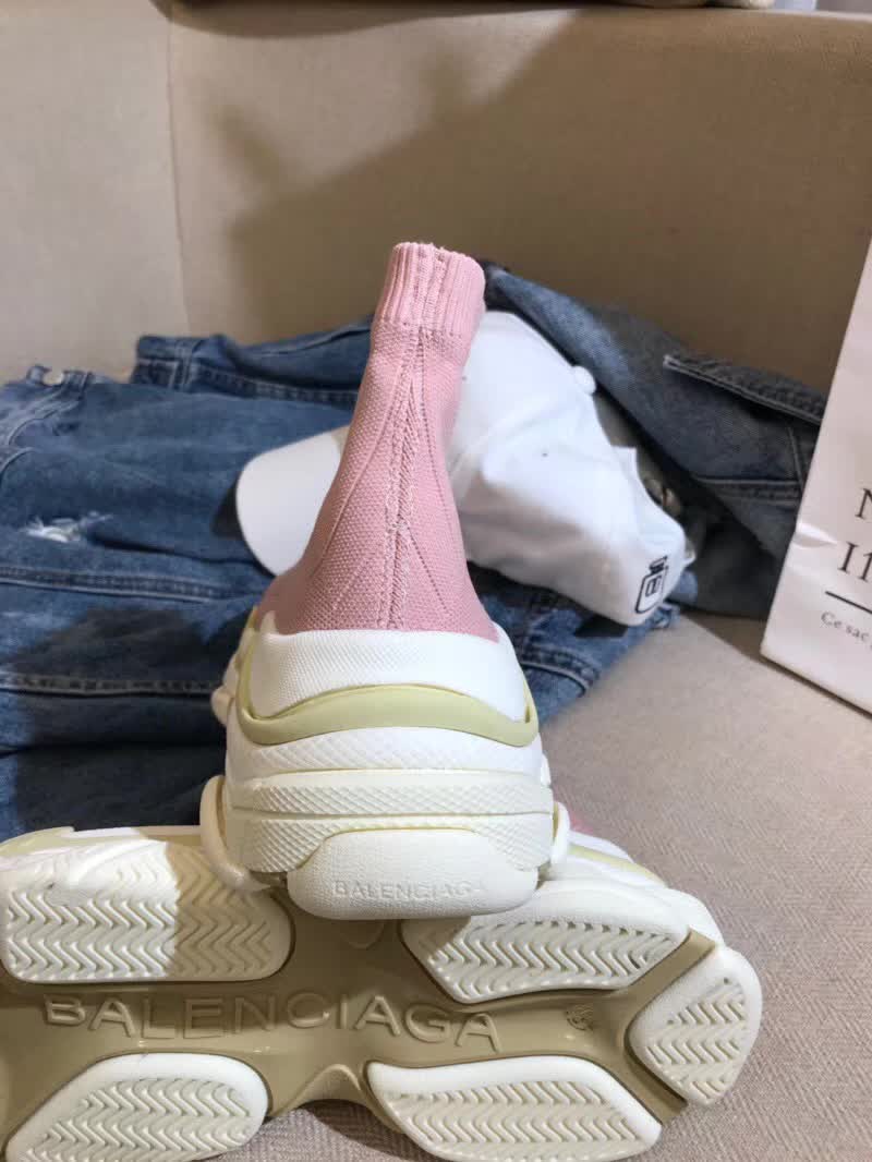 High Quality Balenciaga Custom Speed Trainer X Triple S Sneaker Pink Triple009