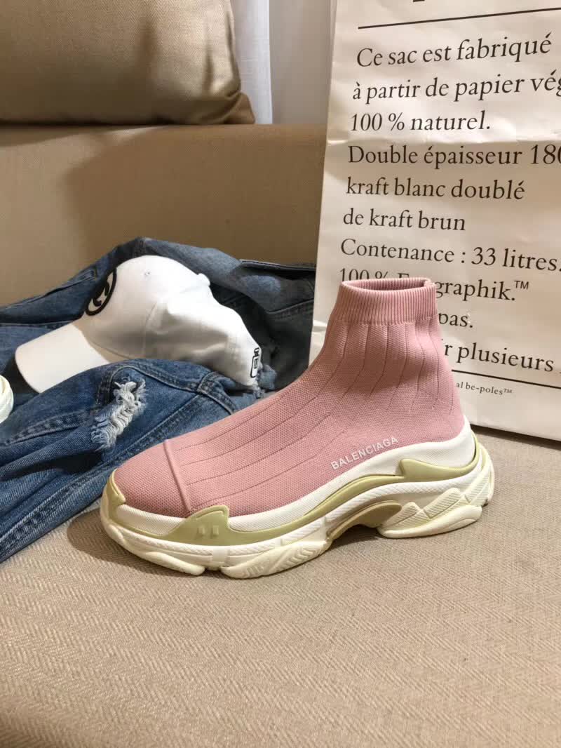 High Quality Balenciaga Custom Speed Trainer X Triple S Sneaker Pink Triple009