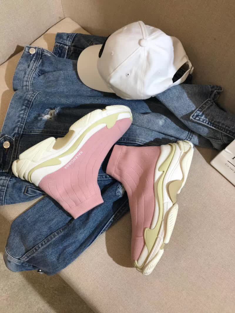 High Quality Balenciaga Custom Speed Trainer X Triple S Sneaker Pink Triple009