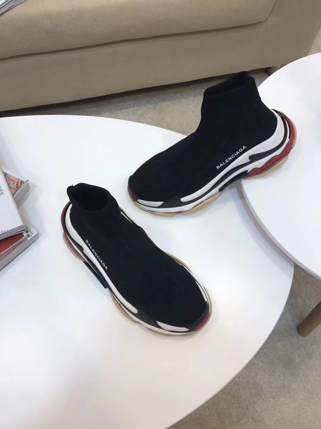 High Quality Balenciaga Custom Speed Trainer X Triple S Sneaker Black Triple002