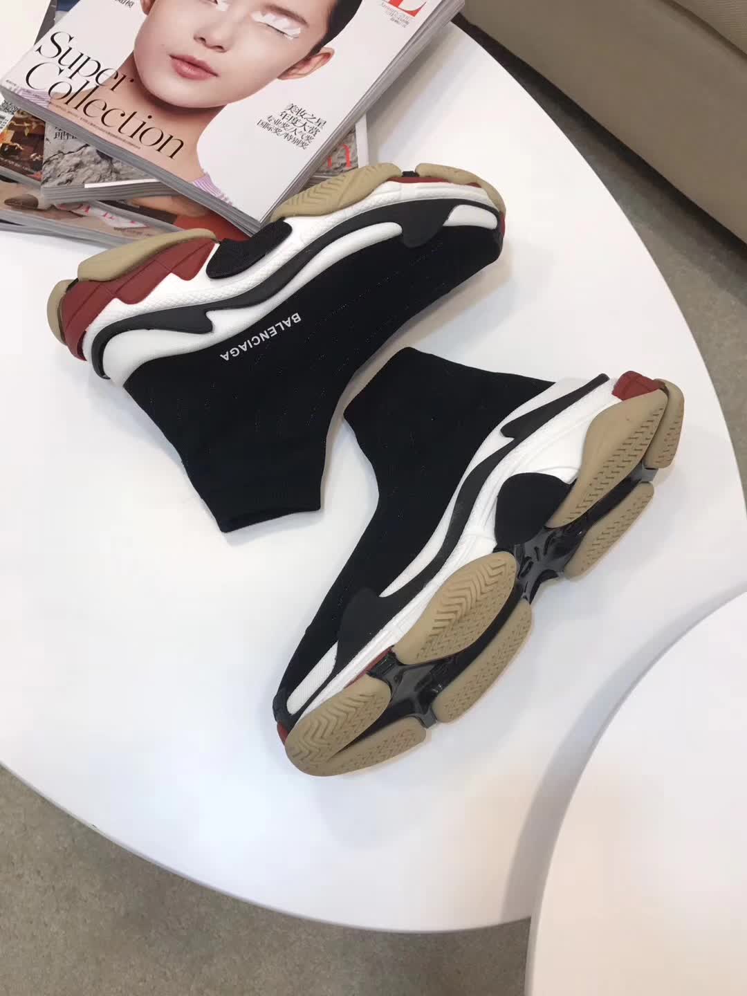 High Quality Balenciaga Custom Speed Trainer X Triple S Sneaker Black Triple002