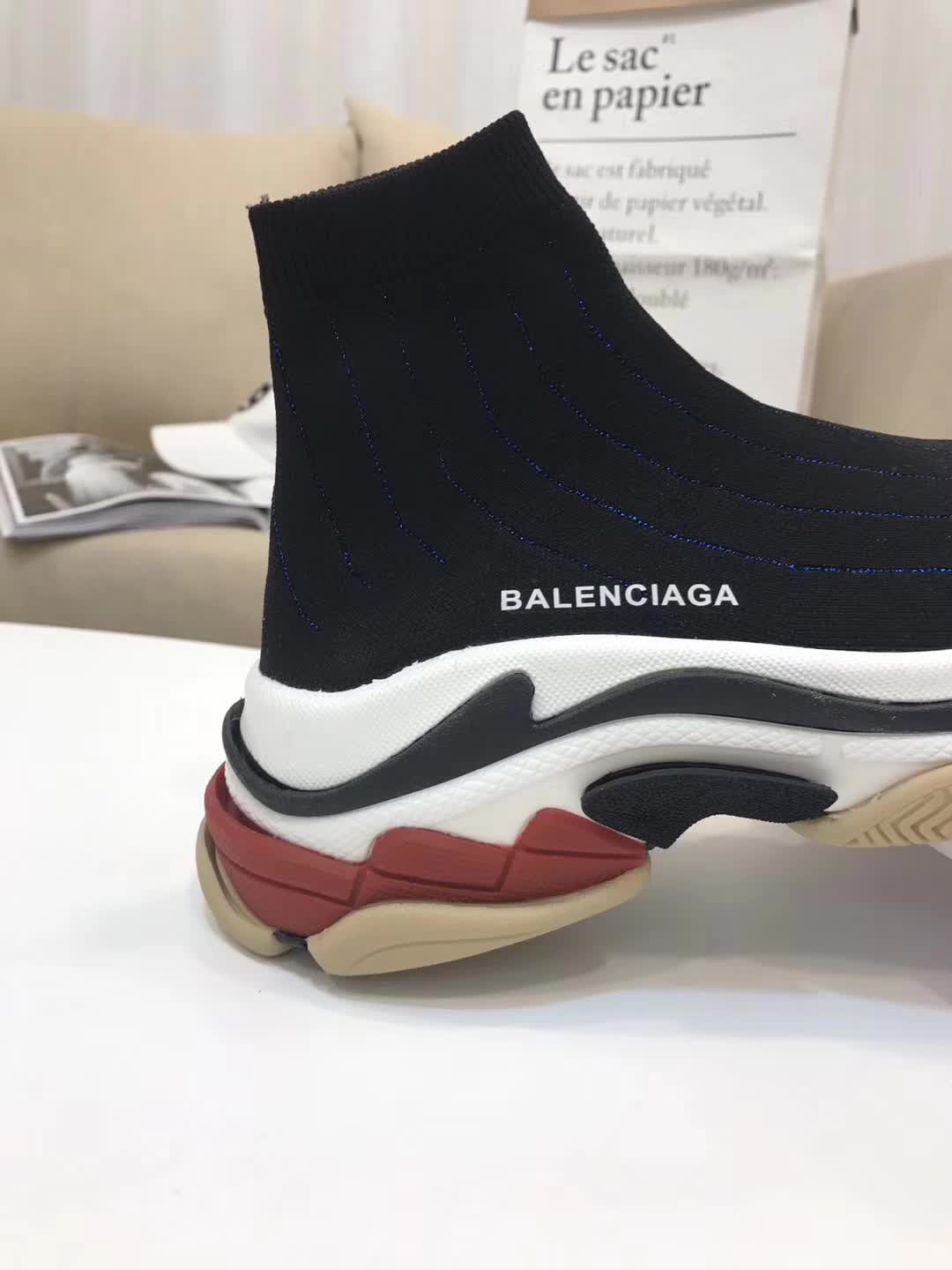 High Quality Balenciaga Custom Speed Trainer X Triple S Sneaker Black Triple002