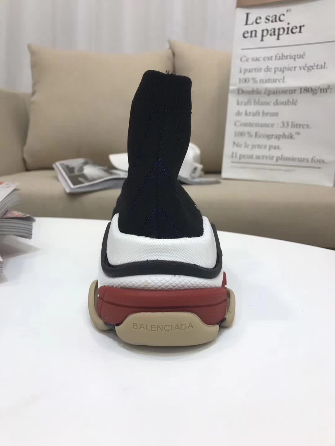 High Quality Balenciaga Custom Speed Trainer X Triple S Sneaker Black Triple002