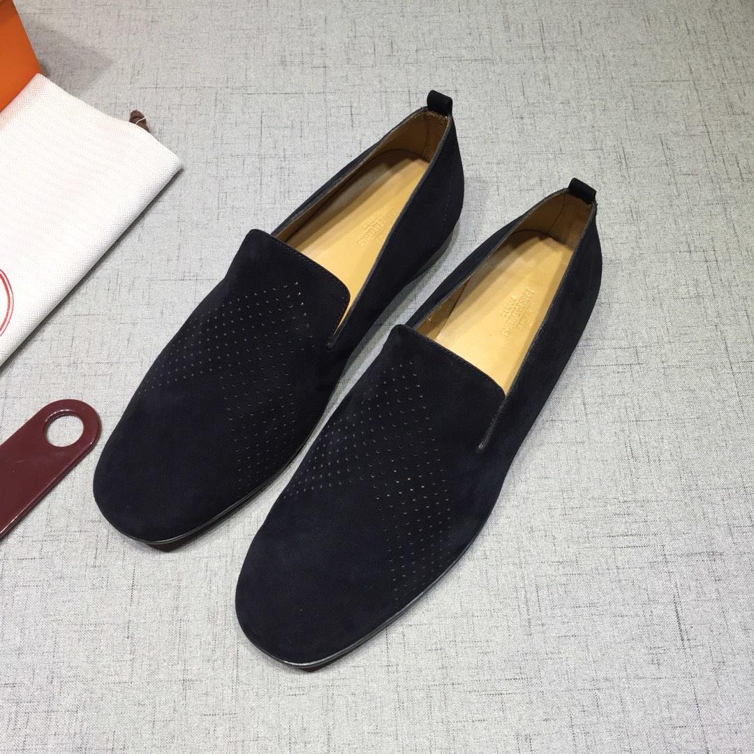 Hermes Black Suede leather Perfect Quality Loafers MS07801