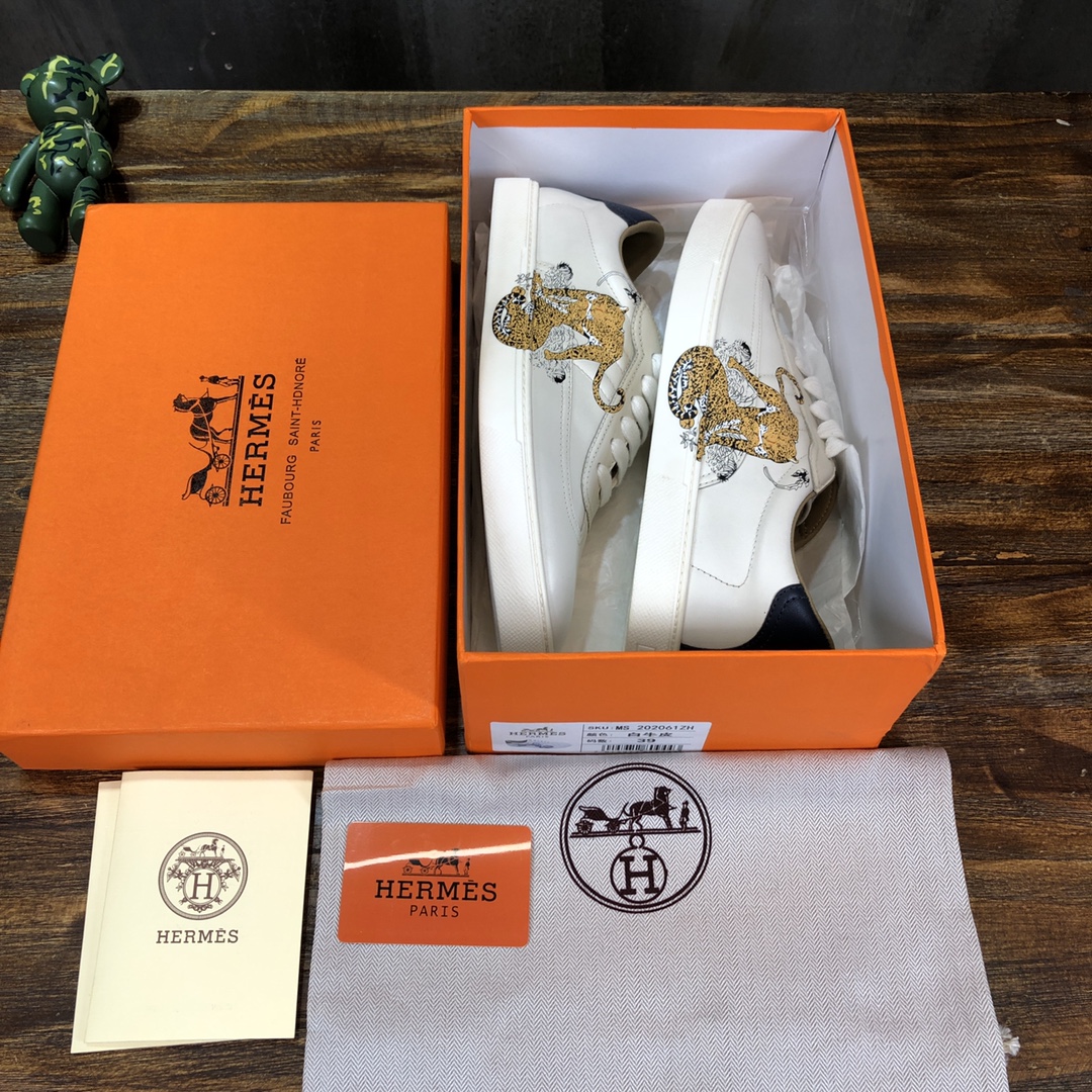 Hermes Sneaker Quicker in White with Yellow