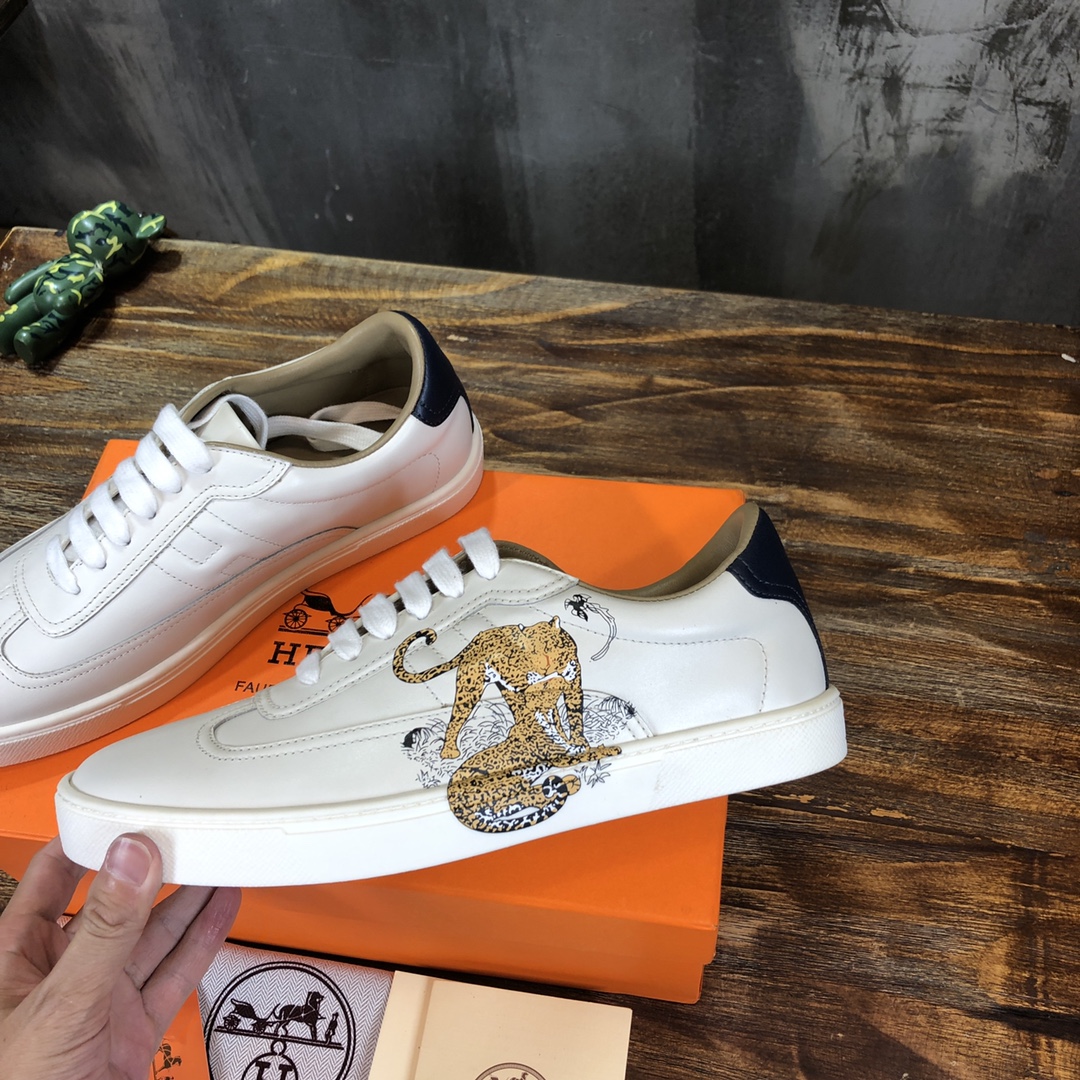 Hermes Sneaker Quicker in White with Yellow