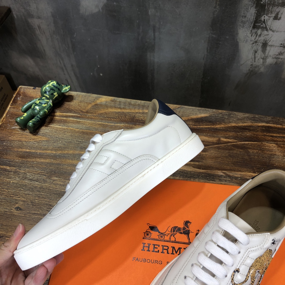 Hermes Sneaker Quicker in White with Yellow