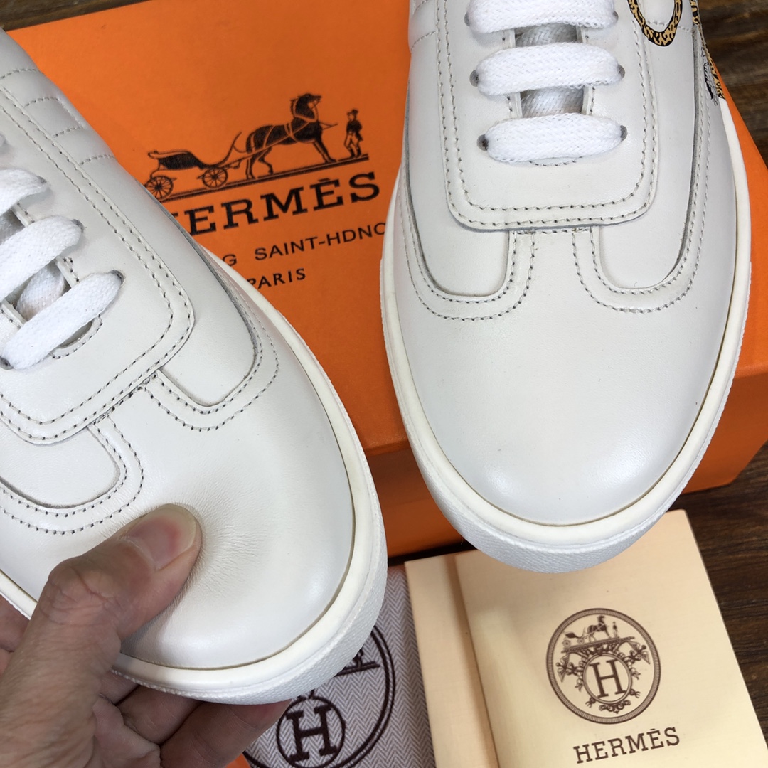 Hermes Sneaker Quicker in White with Yellow