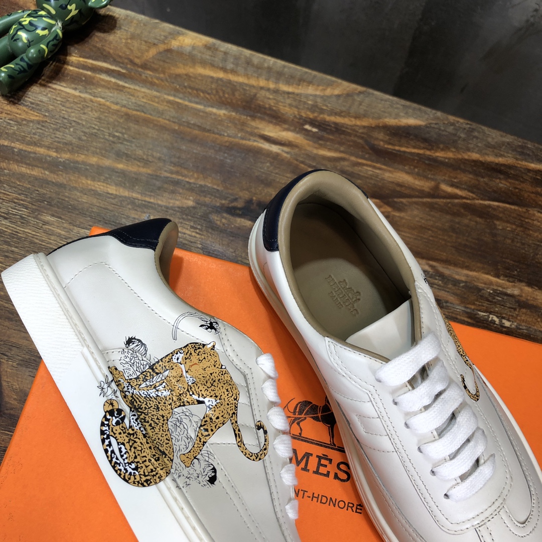 Hermes Sneaker Quicker in White with Yellow