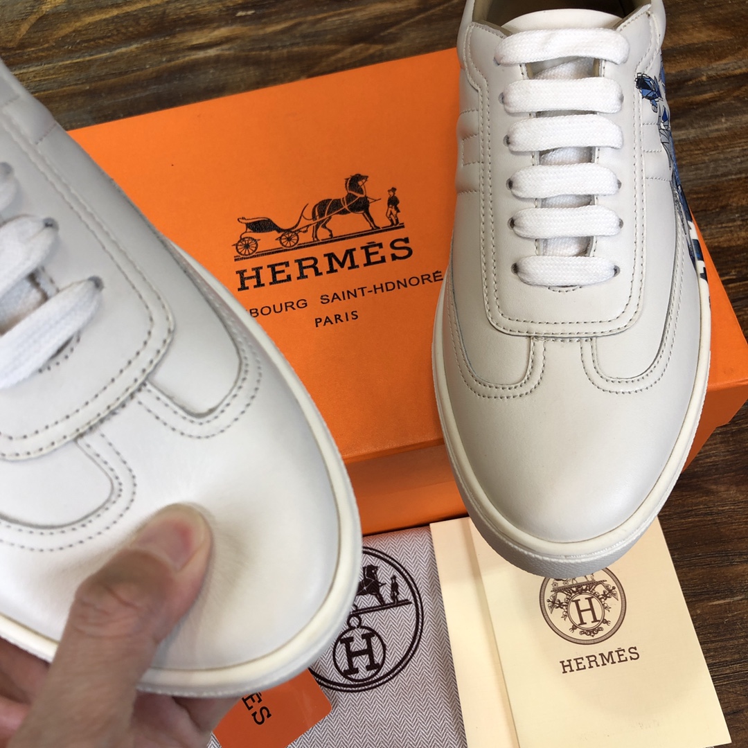Hermes Sneaker Quicker in White with Blue