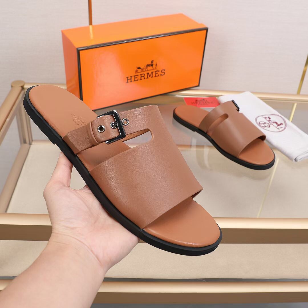 Hermes Slipper Lzmir in Brown