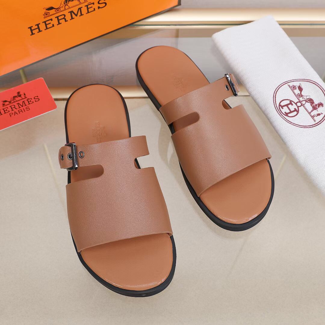 Hermes Slipper Lzmir in Brown