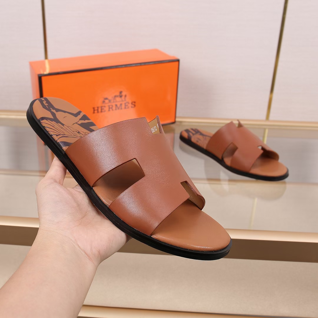 Hermes Slipper Lzmir in Brown