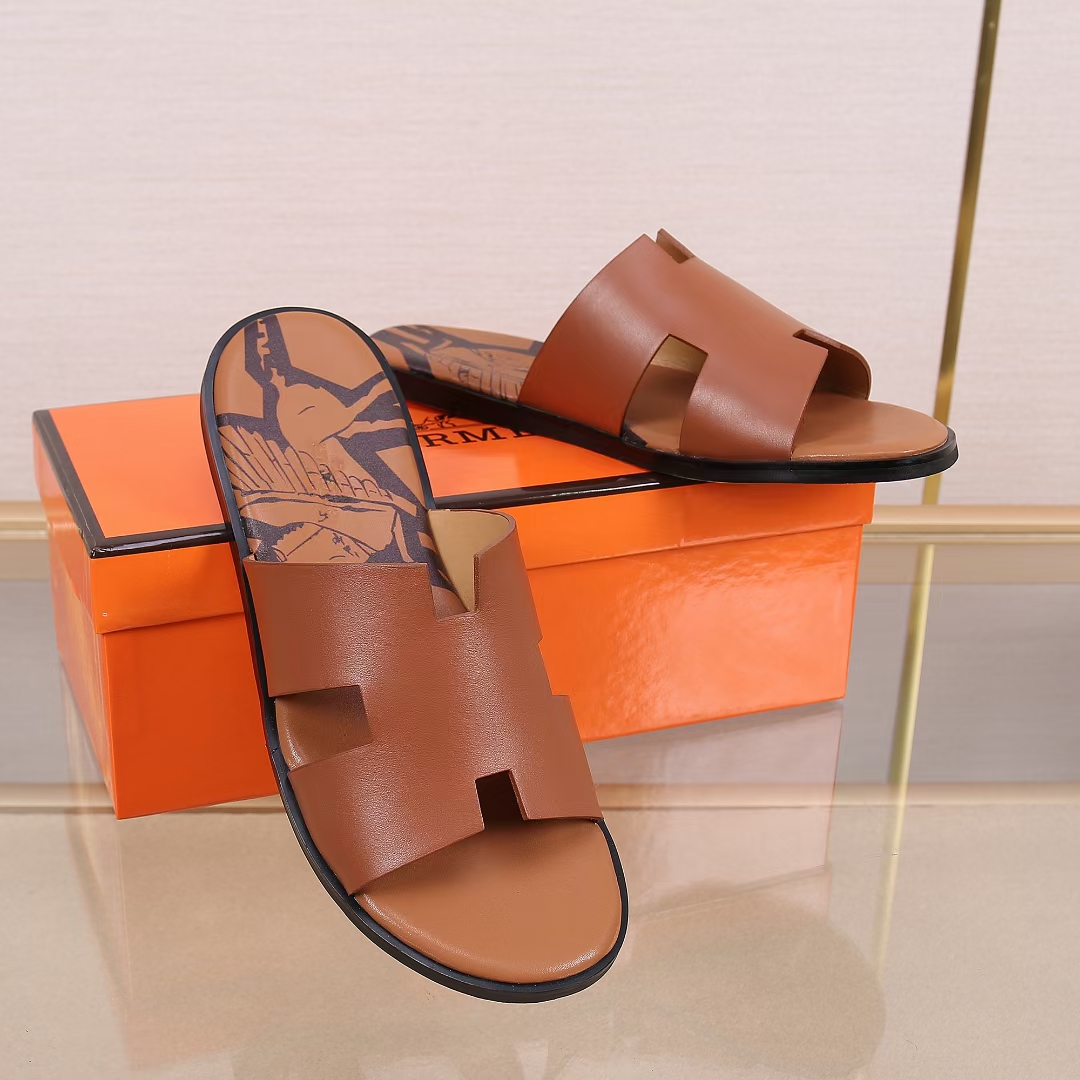 Hermes Slipper Lzmir in Brown