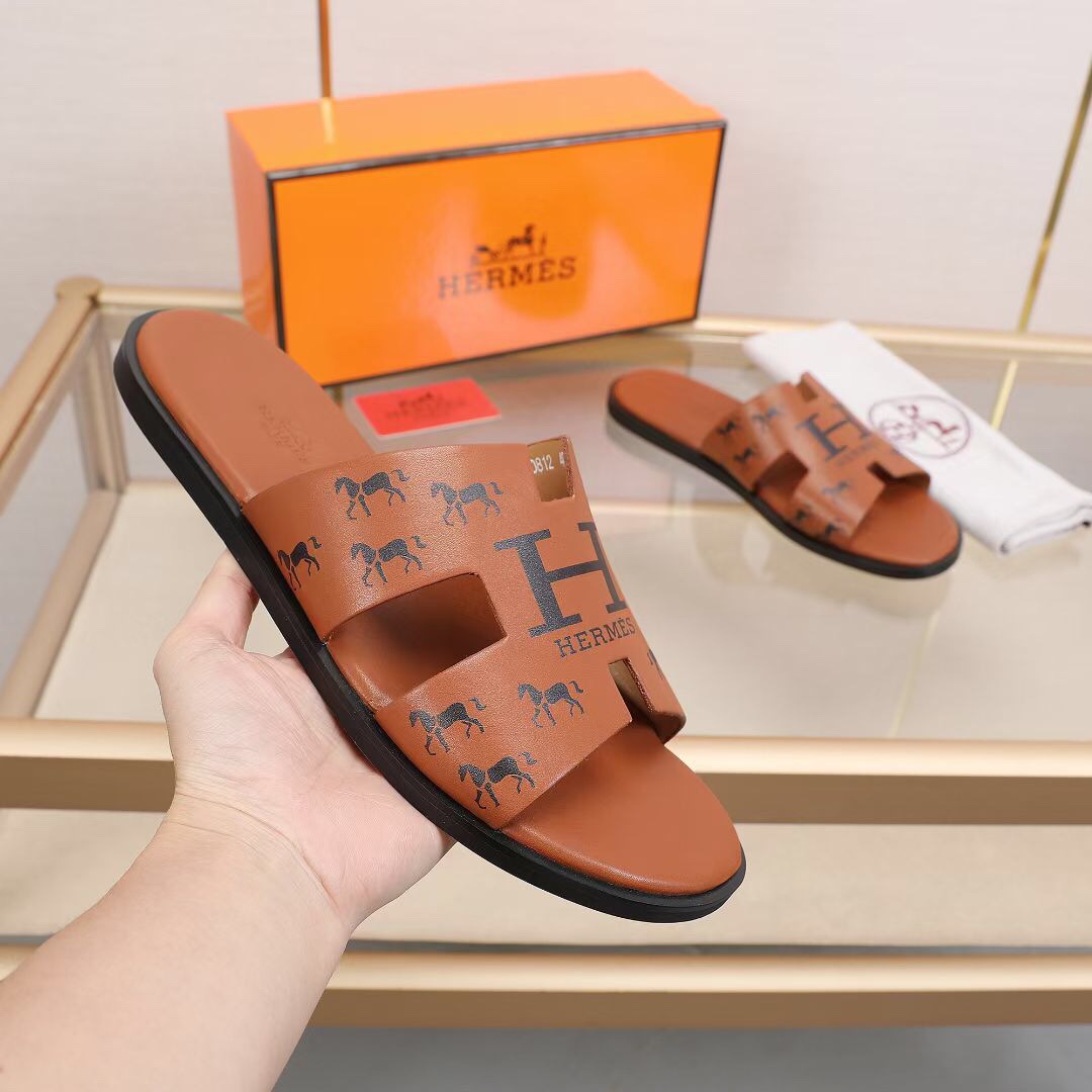 Hermes Slipper Lzmir in Brown