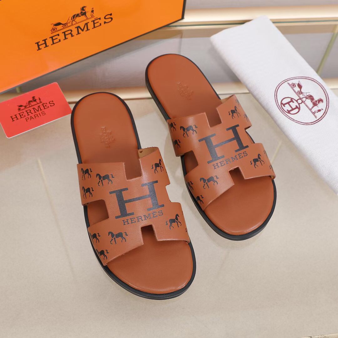 Hermes Slipper Lzmir in Brown