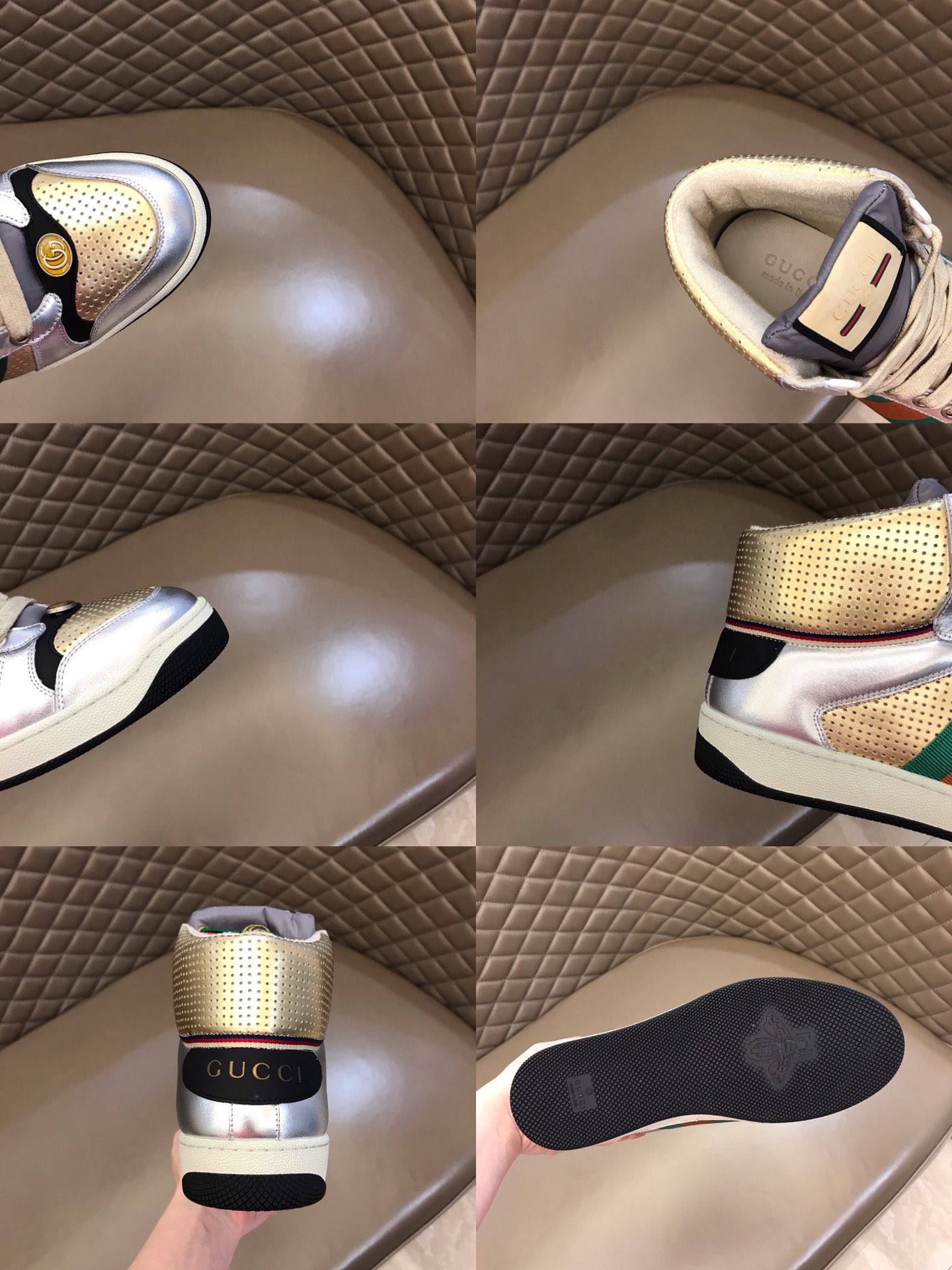 Gucci Sneaker Screener High in Sliver