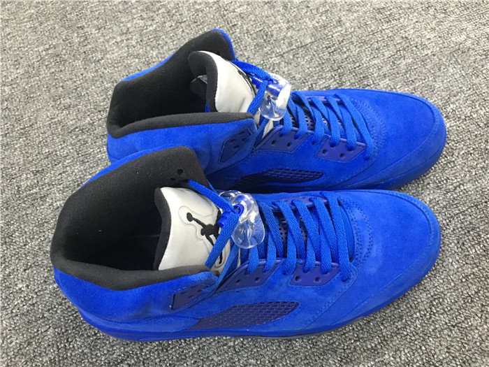 High Quality Air Jordan 5 Blue Suede Men Sneakers 89719BC37032